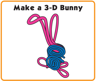 Colorful funny 3-D Wikki Stix bunny with big pink ears.
