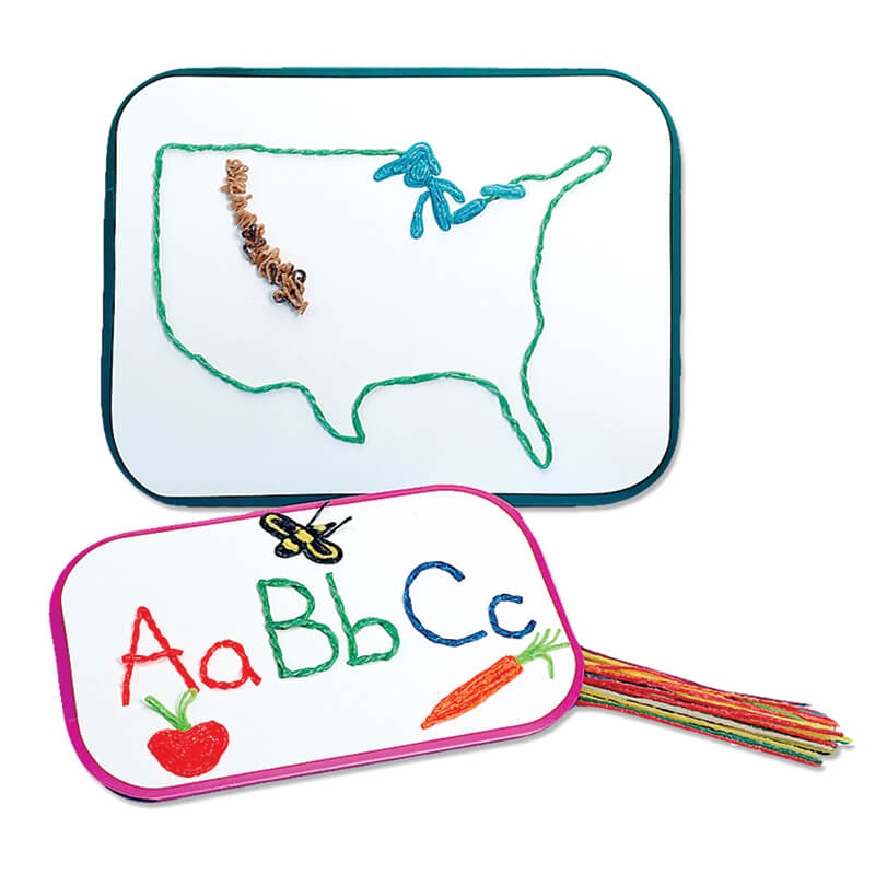Classroom examples including USA map and ABC's.