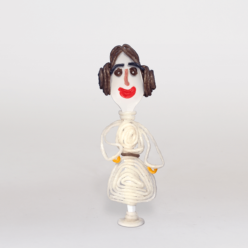 Spoon decorated to be Princess Leia from Star Wars.