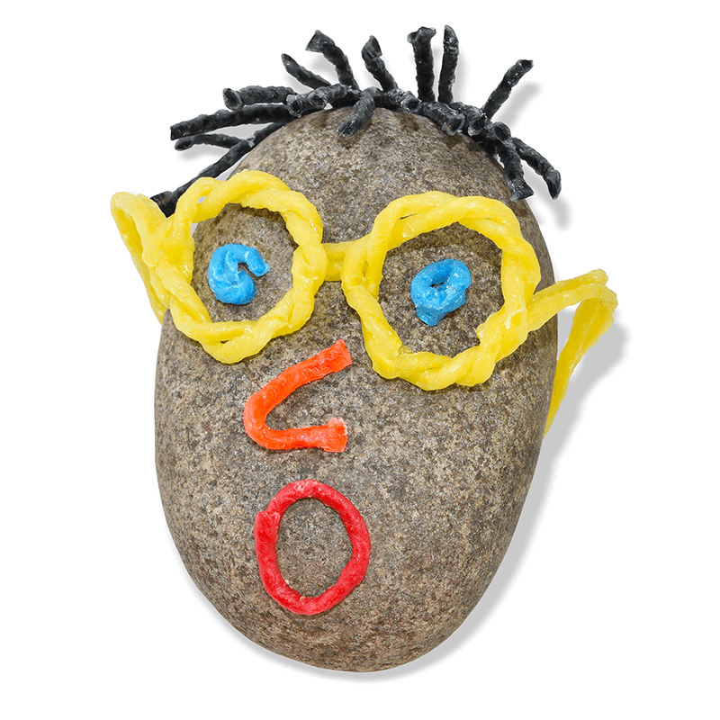 Rock with Wikki Hair and glasses.