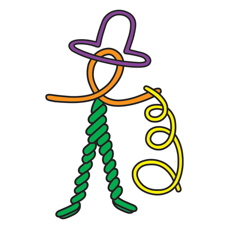 Wikki Stix cowboy with hat and lariat.