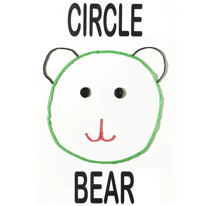 Showing a circle that becomes a bear with Wikki Stix.