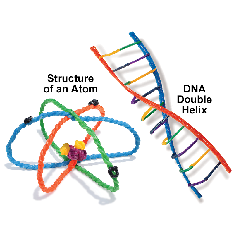 DNA Double Helix and Structure of an Atom.