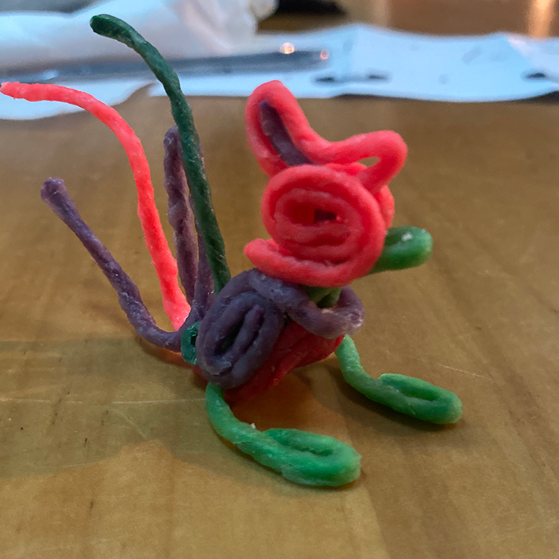 Rooster created with Wikki Stix.