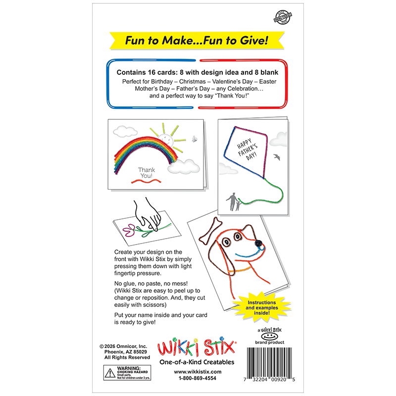 Wikki Stix Create-A-Card Kit product display back.
