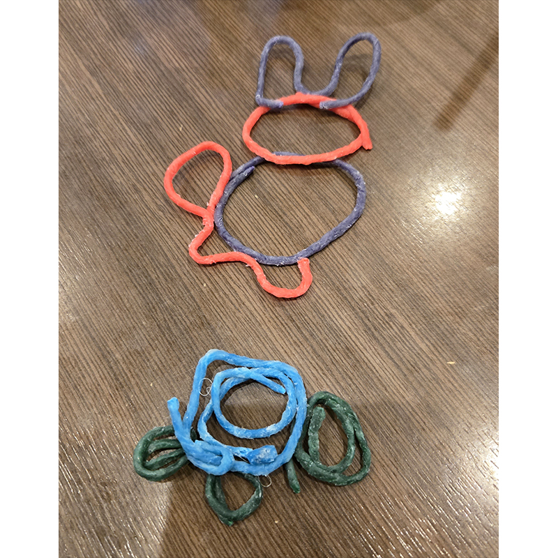 Bunny & Turtle created with Wikki Stix.